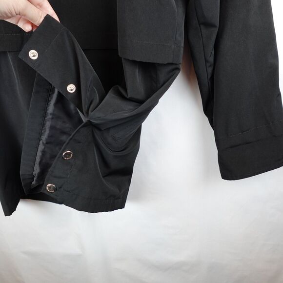 Liz Claiborne Raincoat Utility Jacket Women's Size Large Black Zip & Snap Fall - Picture 13 of 15